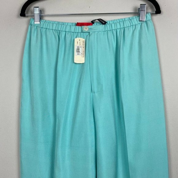 SHAMASK Pants 100% Silk Womens Size 2 Blue Bergdorf Goodman Relaxed - Picture 2 of 9